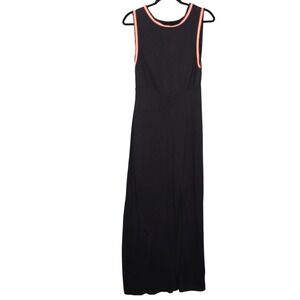 free people sabrina black cotton knit open back maxi dress